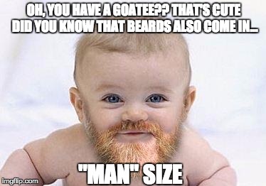 Beards | OH, YOU HAVE A GOATEE?? THAT'S CUTE DID YOU KNOW THAT BEARDS ALSO COME IN... "MAN" SIZE | image tagged in beards | made w/ Imgflip meme maker