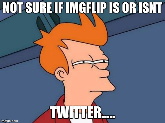 Futurama Fry Meme | NOT SURE IF IMGFLIP IS OR ISNT TWITTER..... | image tagged in memes,futurama fry | made w/ Imgflip meme maker