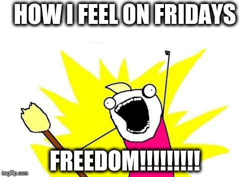 X All The Y | HOW I FEEL ON FRIDAYS FREEDOM!!!!!!!!! | image tagged in memes,x all the y | made w/ Imgflip meme maker