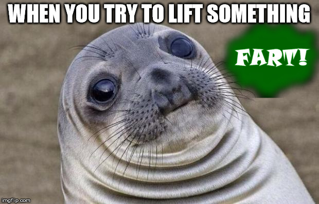 Awkward Moment Sealion | WHEN YOU TRY TO LIFT SOMETHING | image tagged in memes,awkward moment sealion | made w/ Imgflip meme maker