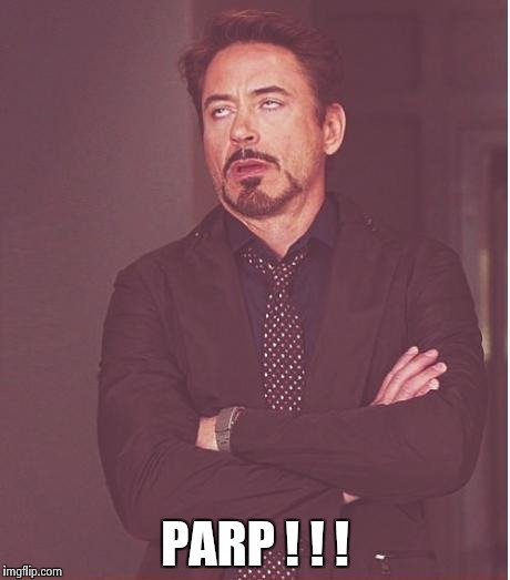 Face You Make Robert Downey Jr Meme | PARP ! ! ! | image tagged in memes,face you make robert downey jr | made w/ Imgflip meme maker