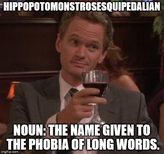 yes, it's a real word | HIPPOPOTOMONSTROSESQUIPEDALIAN NOUN: THE NAME GIVEN TO THE PHOBIA OF LONG WORDS. | image tagged in true story,hippopotomonstrosesquipedalian | made w/ Imgflip meme maker