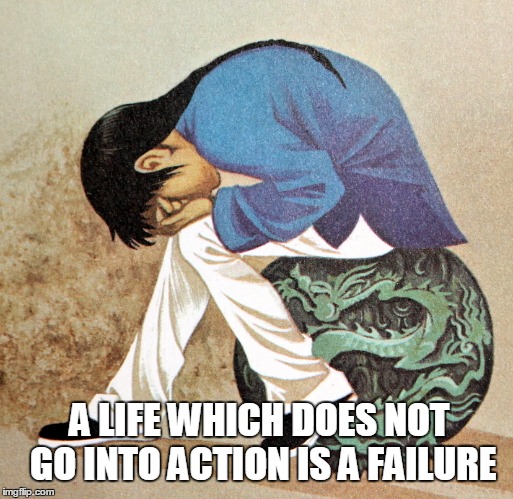 A life which does not go into action is a failure. (Arnold Toynbee) | A LIFE WHICH DOES NOT GO INTO ACTION IS A FAILURE | image tagged in depressed aladdin,sad,failure,aladdin | made w/ Imgflip meme maker