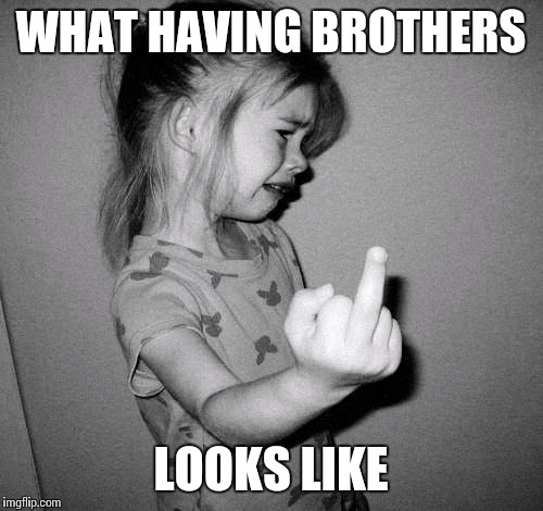 little girl crying | WHAT HAVING BROTHERS LOOKS LIKE | image tagged in little girl crying | made w/ Imgflip meme maker