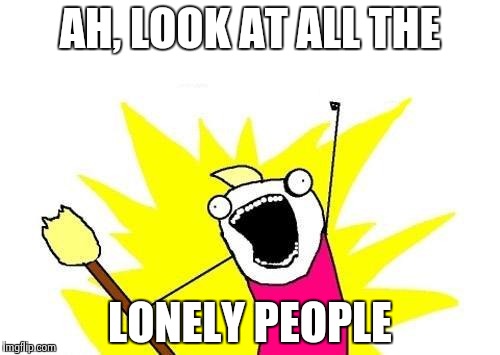 John Lennon would be 75 | AH, LOOK AT ALL THE LONELY PEOPLE | image tagged in memes,x all the y | made w/ Imgflip meme maker