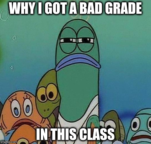 SpongeBob | WHY I GOT A BAD GRADE IN THIS CLASS | image tagged in spongebob | made w/ Imgflip meme maker