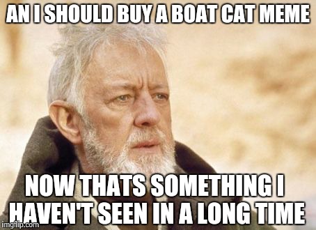 Obi Wan Kenobi | AN I SHOULD BUY A BOAT CAT MEME NOW THATS SOMETHING I HAVEN'T SEEN IN A LONG TIME | image tagged in memes,obi wan kenobi | made w/ Imgflip meme maker