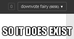 SO IT DOES EXIST | image tagged in downvote fairy | made w/ Imgflip meme maker