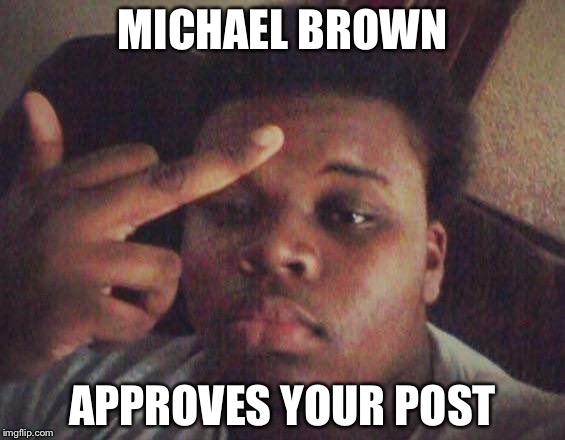 michael brown | MICHAEL BROWN APPROVES YOUR POST | image tagged in michael brown | made w/ Imgflip meme maker