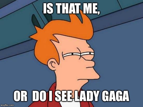 Futurama Fry Meme | IS THAT ME, OR  DO I SEE LADY GAGA | image tagged in memes,futurama fry | made w/ Imgflip meme maker