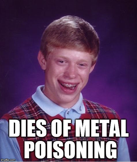 Bad Luck Brian Meme | DIES OF METAL POISONING | image tagged in memes,bad luck brian | made w/ Imgflip meme maker
