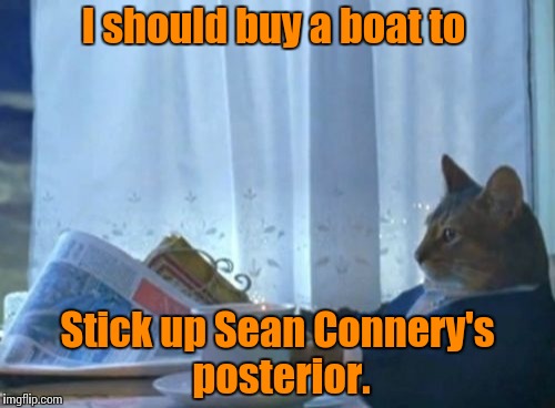 I Should Buy A Boat Cat Meme | I should buy a boat to Stick up Sean Connery's posterior. | image tagged in memes,i should buy a boat cat | made w/ Imgflip meme maker