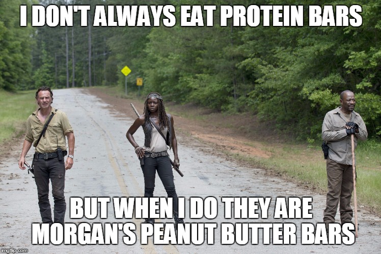 Michonne Steals Morgan's Bars | I DON'T ALWAYS EAT PROTEIN BARS BUT WHEN I DO THEY ARE MORGAN'S PEANUT BUTTER BARS | image tagged in twd,the walking dead,michonne | made w/ Imgflip meme maker