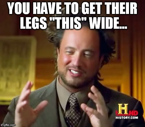 Ancient Aliens Meme | YOU HAVE TO GET THEIR LEGS "THIS" WIDE... | image tagged in memes,ancient aliens | made w/ Imgflip meme maker