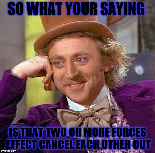 Creepy Condescending Wonka | SO WHAT YOUR SAYING IS THAT TWO OR MORE FORCES EFFECT CANCEL EACH OTHER OUT | image tagged in memes,creepy condescending wonka | made w/ Imgflip meme maker