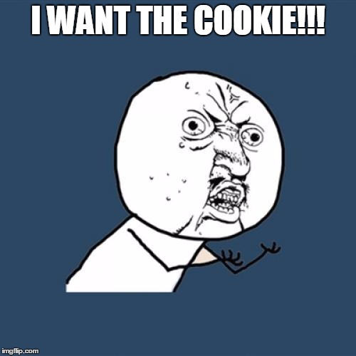 Y U No | I WANT THE COOKIE!!! | image tagged in memes,y u no | made w/ Imgflip meme maker