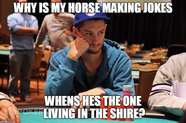 WHY IS MY HORSE MAKING JOKES WHENS HES THE ONE LIVING IN THE SHIRE? | made w/ Imgflip meme maker