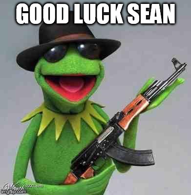 kermit Gangsta | GOOD LUCK SEAN | image tagged in kermit gangsta | made w/ Imgflip meme maker