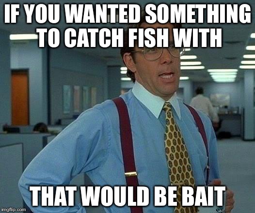 That Would Be Great Meme | IF YOU WANTED SOMETHING TO CATCH FISH WITH THAT WOULD BE BAIT | image tagged in memes,that would be great,funny,fishing,trollbait / nobody is right,stupid | made w/ Imgflip meme maker