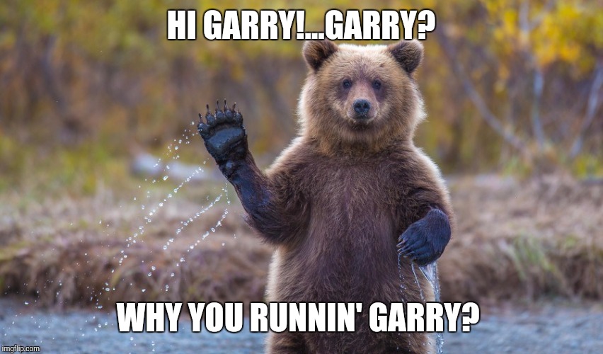 HI Garry.  | HI GARRY!...GARRY? WHY YOU RUNNIN' GARRY? | image tagged in memes | made w/ Imgflip meme maker