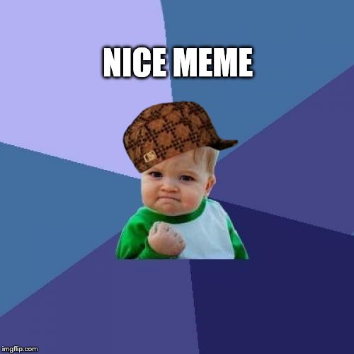 Success Kid Meme | NICE MEME | image tagged in memes,success kid,scumbag | made w/ Imgflip meme maker