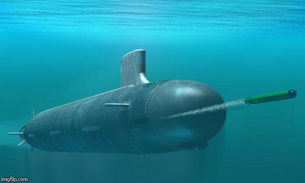 Submarine firing torpedo Blank Meme Template