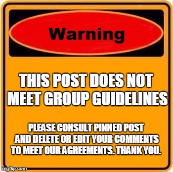 Warning Sign | THIS POST DOES NOT MEET GROUP GUIDELINES PLEASE CONSULT PINNED POST AND DELETE OR EDIT YOUR COMMENTS TO MEET OUR AGREEMENTS.
THANK YOU. | image tagged in memes,warning sign | made w/ Imgflip meme maker