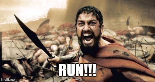 Sparta Leonidas Meme | RUN!!! | image tagged in memes,sparta leonidas | made w/ Imgflip meme maker