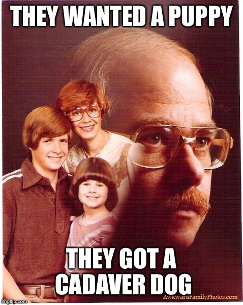 Vengeance Dad Meme | THEY WANTED A PUPPY THEY GOT A CADAVER DOG | image tagged in memes,vengeance dad | made w/ Imgflip meme maker