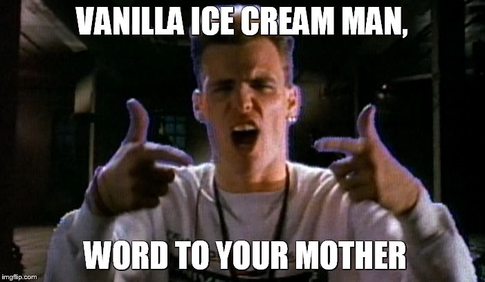 VANILLA ICE CREAM MAN, WORD TO YOUR MOTHER | image tagged in vanilla problem | made w/ Imgflip meme maker