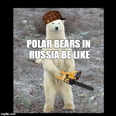 Chainsaw Bear | POLAR BEARS IN RUSSIA BE LIKE | image tagged in memes,chainsaw bear,scumbag | made w/ Imgflip meme maker