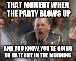 Exactly how I feel right now. | THAT MOMENT WHEN THE PARTY BLOWS UP AND YOU KNOW YOU'RE GOING TO HATE LIFE IN THE MORNING. | image tagged in drunk farva | made w/ Imgflip meme maker