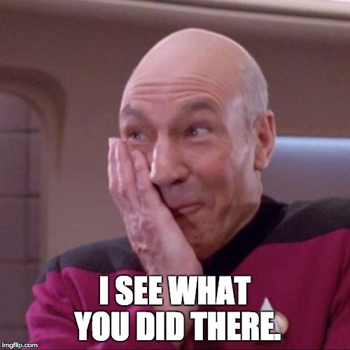 Picard 02 | I SEE WHAT YOU DID THERE. | image tagged in picard 02 | made w/ Imgflip meme maker