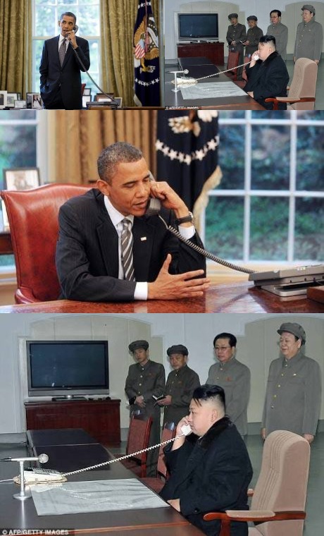 Obama and Kim Jong In phone call Blank Meme Template