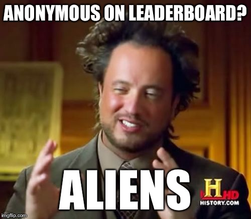 Ancient Aliens Meme | ANONYMOUS ON LEADERBOARD? ALIENS | image tagged in memes,ancient aliens | made w/ Imgflip meme maker