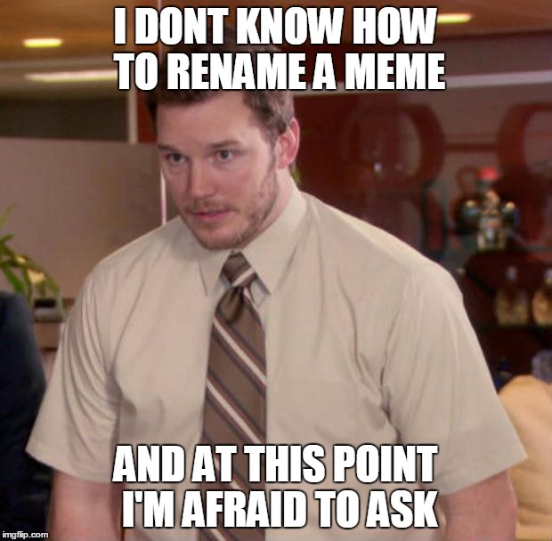 Afraid To Ask Andy | I DONT KNOW HOW TO RENAME A MEME AND AT THIS POINT I'M AFRAID TO ASK | image tagged in and at this point i am to afraid to ask | made w/ Imgflip meme maker