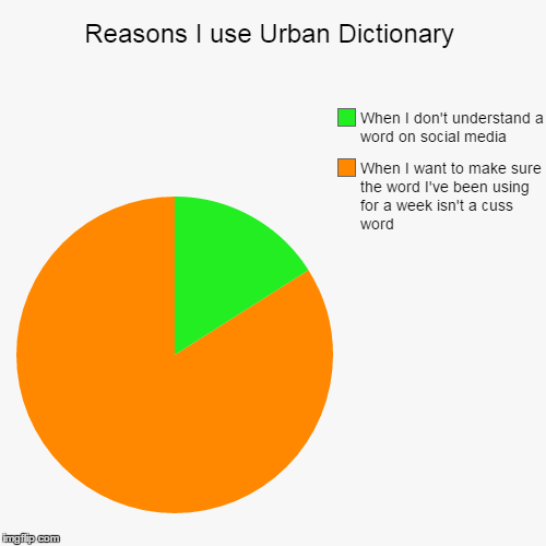 image tagged in funny,pie charts,cussing,social media,urban dictionary | made w/ Imgflip chart maker