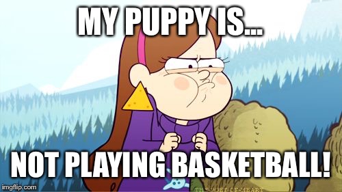 MY PUPPY IS... NOT PLAYING BASKETBALL! | image tagged in mabel madder | made w/ Imgflip meme maker