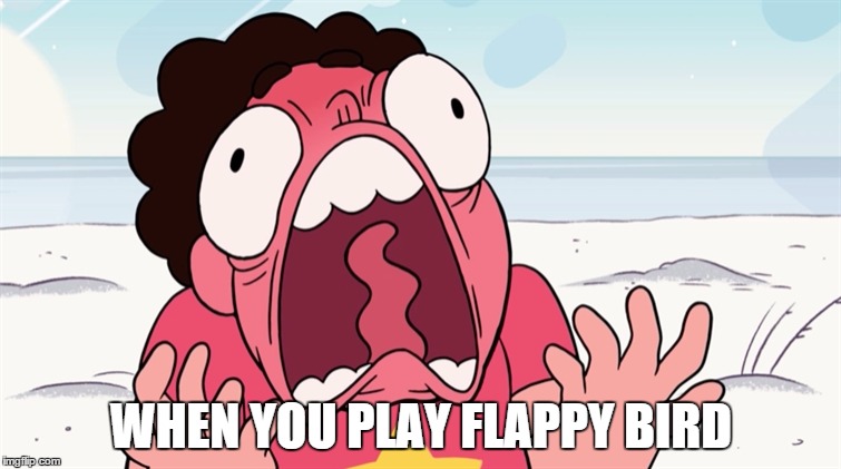 NOOOOOOO | WHEN YOU PLAY FLAPPY BIRD | image tagged in funny,meme,steven universe | made w/ Imgflip meme maker