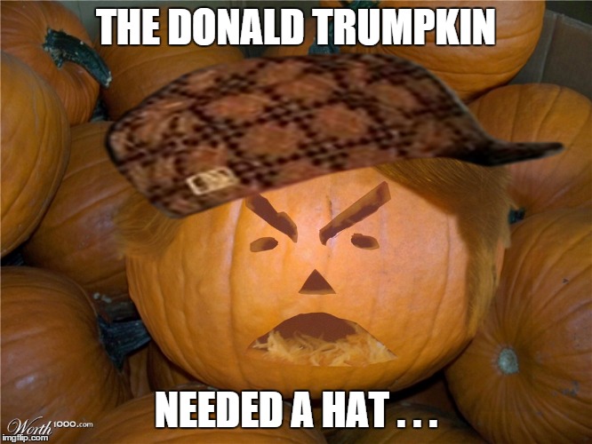Donald Trumpkin | THE DONALD TRUMPKIN NEEDED A HAT . . . | image tagged in donald trumpkin,scumbag | made w/ Imgflip meme maker