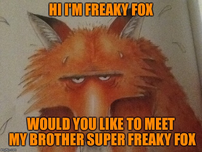 Freaky fox | HI I'M FREAKY FOX WOULD YOU LIKE TO MEET MY BROTHER SUPER FREAKY FOX | image tagged in freaky fox,memes,funny,funny memes | made w/ Imgflip meme maker