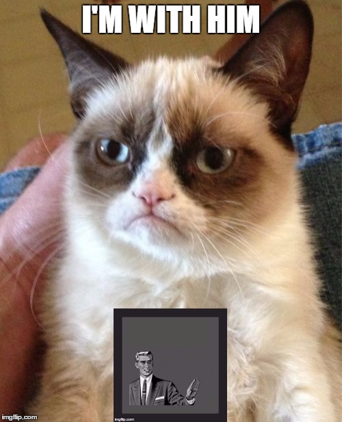 Grumpy Cat Meme | I'M WITH HIM | image tagged in memes,grumpy cat | made w/ Imgflip meme maker