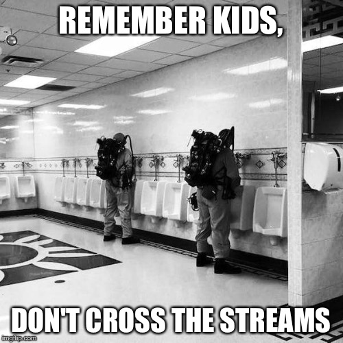 Ghostbusters  | REMEMBER KIDS, DON'T CROSS THE STREAMS | image tagged in ghostbusters  | made w/ Imgflip meme maker