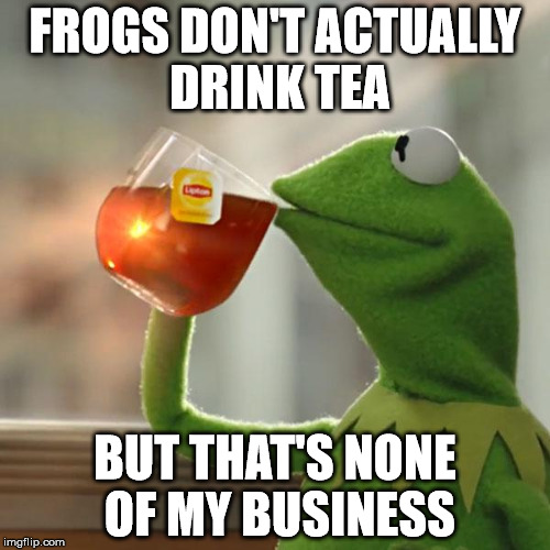 But That's None Of My Business Meme | FROGS DON'T ACTUALLY DRINK TEA BUT THAT'S NONE OF MY BUSINESS | image tagged in memes,but thats none of my business,kermit the frog | made w/ Imgflip meme maker