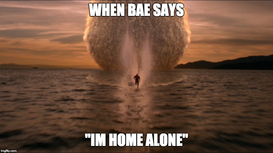bae | WHEN BAE SAYS "IM HOME ALONE" | image tagged in funny,bae,true,that moment when | made w/ Imgflip meme maker