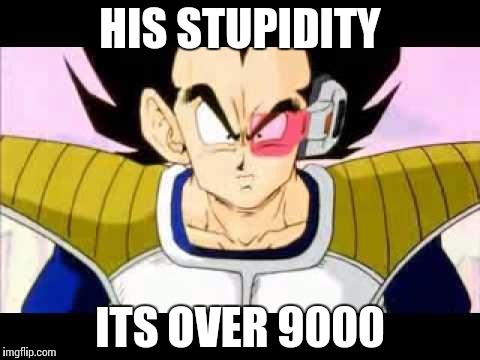 Dragonball | HIS STUPIDITY ITS OVER 9000 | image tagged in dragonball | made w/ Imgflip meme maker