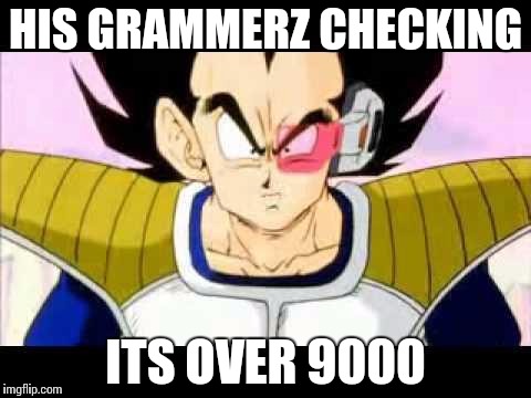 Dragonball | HIS GRAMMERZ CHECKING ITS OVER 9000 | image tagged in dragonball | made w/ Imgflip meme maker