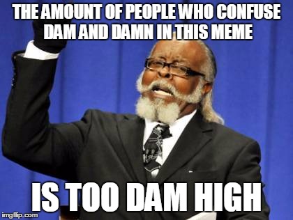 Too Damn High | THE AMOUNT OF PEOPLE WHO CONFUSE DAM AND DAMN IN THIS MEME IS TOO DAM HIGH | image tagged in memes,too damn high | made w/ Imgflip meme maker