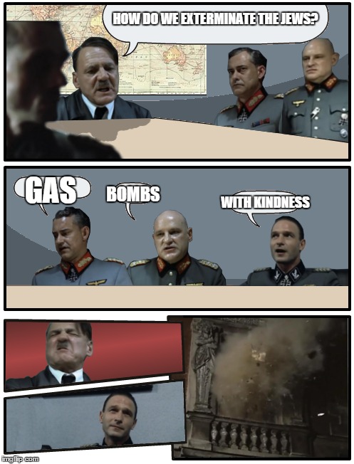 HOW DO WE EXTERMINATE THE JEWS? GAS BOMBS WITH KINDNESS | made w/ Imgflip meme maker