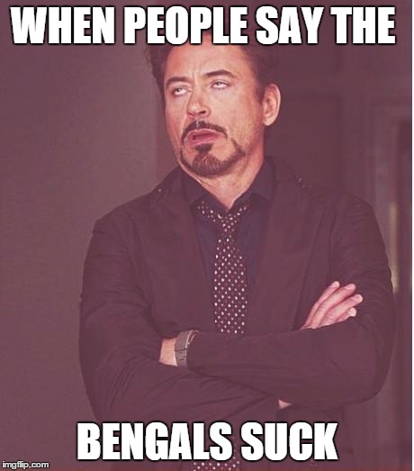 Face You Make Robert Downey Jr Meme | WHEN PEOPLE SAY THE BENGALS SUCK | image tagged in memes,face you make robert downey jr | made w/ Imgflip meme maker